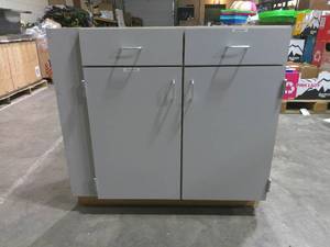 lot 64 image: (34.5 H x 32 W x 20.25 D) 2 Drawer 2 Door Base Cabinet-w Left Side Filler