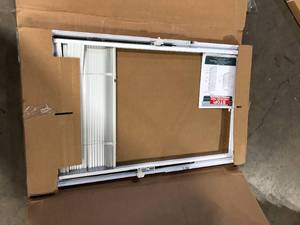 ODL White Cordless Add On Enclosed Blind with 12 in. Wide Aluminum Blinds for 20 in. Width x 36 in. Length Door Window Customer Returns See Pictures
