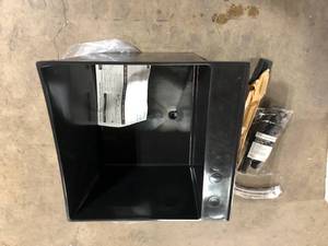 22.875 in. x 23.5 in. Black 19 Gal. Thermoplastic Utility Sink Kit with Black Metal Legs, P-Trap and Supply Lines Customer Returns See Pictures