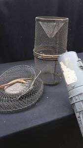 lot 30 image: BIG EXPANDABLE PLANO PLASTIC ROD HOLDER, MINNOW TRAP, FISH BASKET