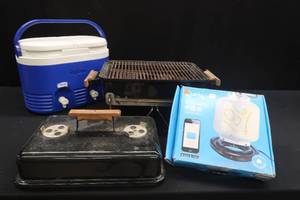 lot 43 image: QUIRKY PROPANE MONITOR FOR YOUR PHONE, IGLOO WATER DISPENCER, PORTABLE CHARCOAL GRILL