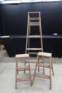 lot 71 image: WOODEN LADDERS
