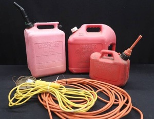 lot 77 image: GAS CANS AND EXTENSION CORDS