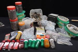 lot 90 image: HUGE LOT OF NUTS  BOLTS  SCEWS  NAILS  MOSTLY NEW