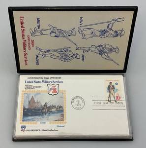lot 38 image: 1970s 200th Aniversary United States Military Services First Day Issue In Original Folder