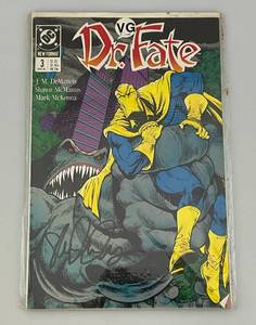 lot 121 image: Misc. Vintage Dr. Fate #3 Autographed By Shawn McManus (Bageed & Carded) VG