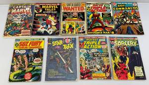lot 174 image: Misc. 20 Cent Comics Including Captain Marvel 1st apperance Thanos (Has Some Writing On Cover)