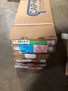 lot 7 image: Lot of 7 Cap A Tread 1-3814-K Shadow Hickory 47in Vinyl Stair Tread & Reversible Riser various Conditions Customer Returns See Pictures