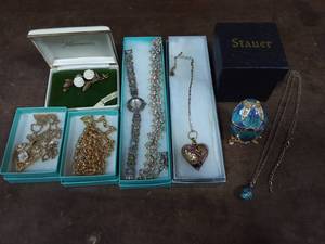 Lot Of Boxed Jewelry-Fancy Egg With Stand & Necklace