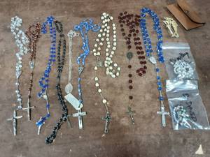 Lot Of Assorted Rosaries & Brooches
