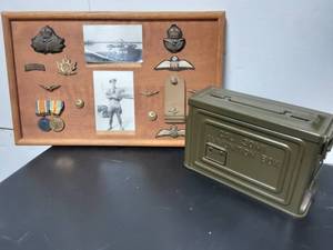 Memory Board From A British RAF Pilot & Ammo Box.