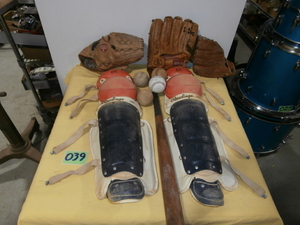 lot 39 image: Group of Vintage Baseball Equipment