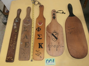 lot 1 image: College Hazing Paddles