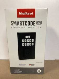 lot 6 image: Kwikset SmartCode 260 Contemporary Matte Black Keypad Single Cylinder Electronic Deadbolt Featuring SmartKey Security Customer Returns See Pictures