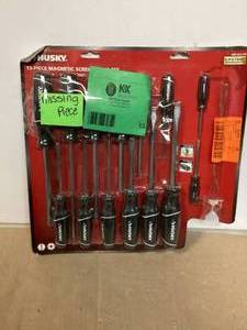 lot 13 image: Husky Screwdriver Set (15-Piece) Missing Pieces Customer Returns See Pictures