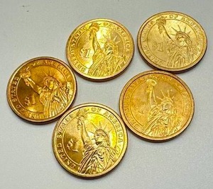 Lot of 5 Presidential Dollars