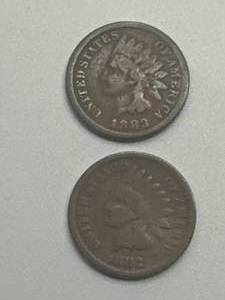 1882 &1883 Indian Head Pennies