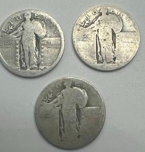 Lot of 3 Standing Liberty Quarters