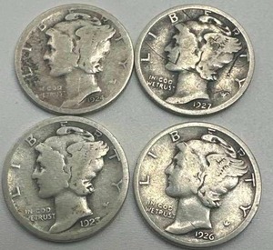 Lot of 4 Better Date Mercury Dimes