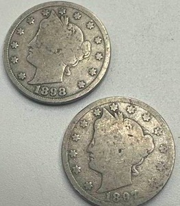 Lot of 2 Pre 1900 Liberty V Nickels