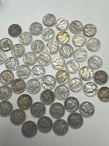 Tube of 50 Pre 1940 Mercury Dimes