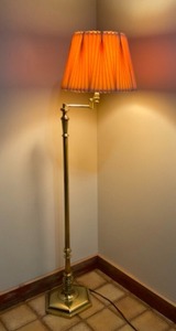 Vintage Stiffel Brass Floor Lamp Adjustable Swing Arm wShade...