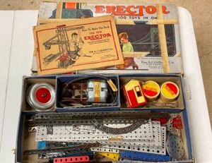 1955 Erector Set # 2 12  100 Toys In One in Original Cardboard Box, RARE-1938 A. C. Gilbert Erector Set MANUAL of Instruction Original