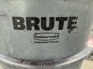 lot 13 image: Five 55 Gallon Brute and Husky Trash Cans
