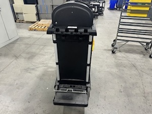 lot 76 image: Rubbermaid Janitorial Cart has lock and key