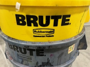 lot 79 image: Rubbermaid Brute 32 Gallon Trash Cans, Quanity 4