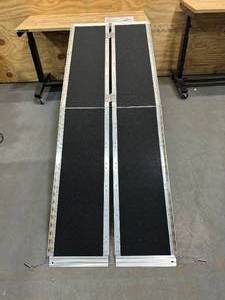 lot 105 image: HABUTWAY Wheelchair Ramp 7Ft, Non-Skid Handicap Ramp Holds Up To 800Lbs,Threshold Ramp