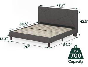 lot 18 image: ZINUS Judy Upholstered Platform Bed Frame  Mattress Foundation  Wood Slat Support  No Box Spring Needed  Easy Assembly- Queen