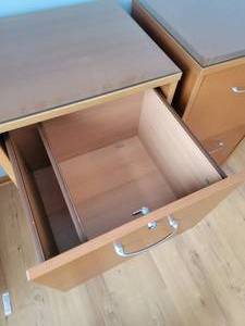 lot 66 image: Wood 2 Drawer Filing Cabinet with Glass Top, pair