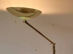 lot 19 image: Modern Brass Saucer Shade Adjustable Arm Floor Lamp