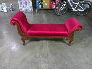 lot 2 image: Victorian Era Chaise-Red-Missing Back