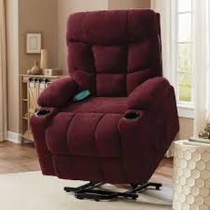 lot 3 image: Colton Lift Recliner with Heat and Massage-Burgundy