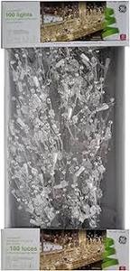 lot 38 image: GE ConstantON 100 Clear Lights Glitter Gem Garland 9 FT ClearWhite Wire