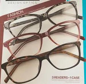 lot 86 image: Design Optics by Foster Grant Dax Plastic Fashion Reading Glasses, 3-pack  2.00 Power