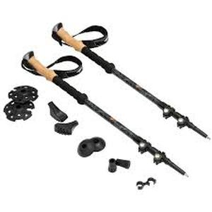 lot 102 image: Carbon Fiber Quick Lock Trekking Poles (Cork Grip) - Black