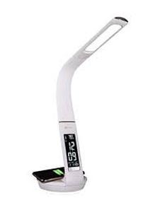 lot 107 image: OttLite LED Desk Lamp with Clock and Wireless Charging Station White