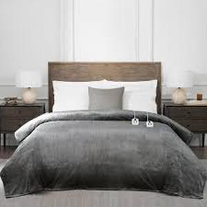 lot 112 image: Heated Blanket - Brookstone-Queen-Gray
