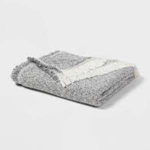 lot 9 image: 60x80 Marled Boucle Bed Throw with Fringe Gray - Threshold