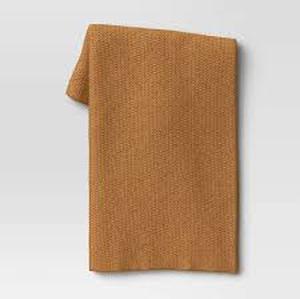 lot 13 image: Solid Chenille Knit Throw Blanket - Threshold-Gold