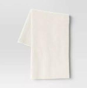 lot 26 image: 50 x 60 Solid Colored Cozy Feathery Kit Throw Blanket Ivory - Opalhouse