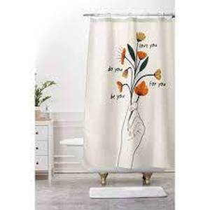 lot 48 image: Set of 2 Society 6 Be You Fabric Shower Curtain 72x69 Hand Holding Flowers