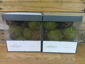 lot 102 image: (Set of 2) Decorative Moss Ball Filler Dark Moss Green - Threshold