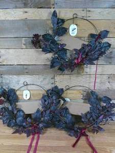 lot 110 image: Set of 3 Threshold Target Faux Wreath 20 Inches Black Purple Leaves