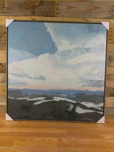 lot 114 image: 36 x 36 Blue Sky Landscape Framed Canvas - Threshold