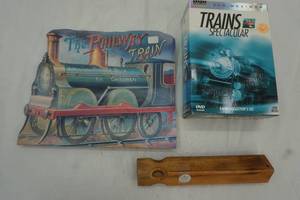 Vintage Train Book & DVDs & Train Whistle