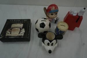 Vintage Coin Banks , Snoopy, Baseball Player & Car, and more